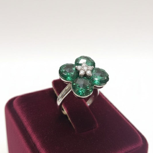 Emerald Clover Cocktail Ring