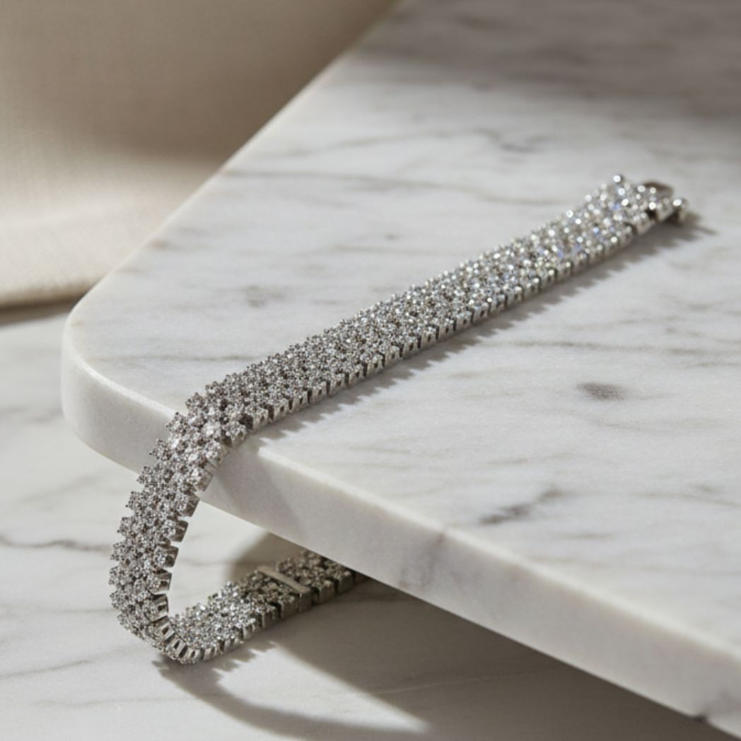 Triple-Row Zircon Tennis Bracelet