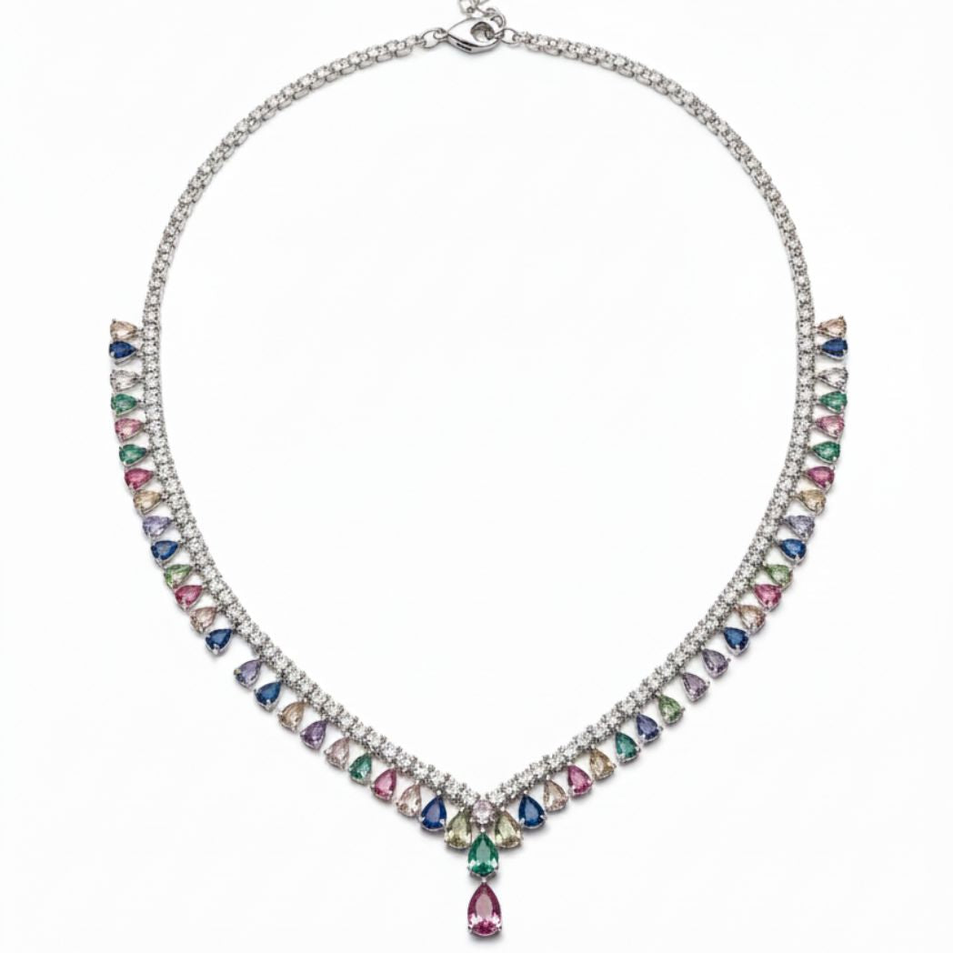 Rhodium Tiered Marquise Set