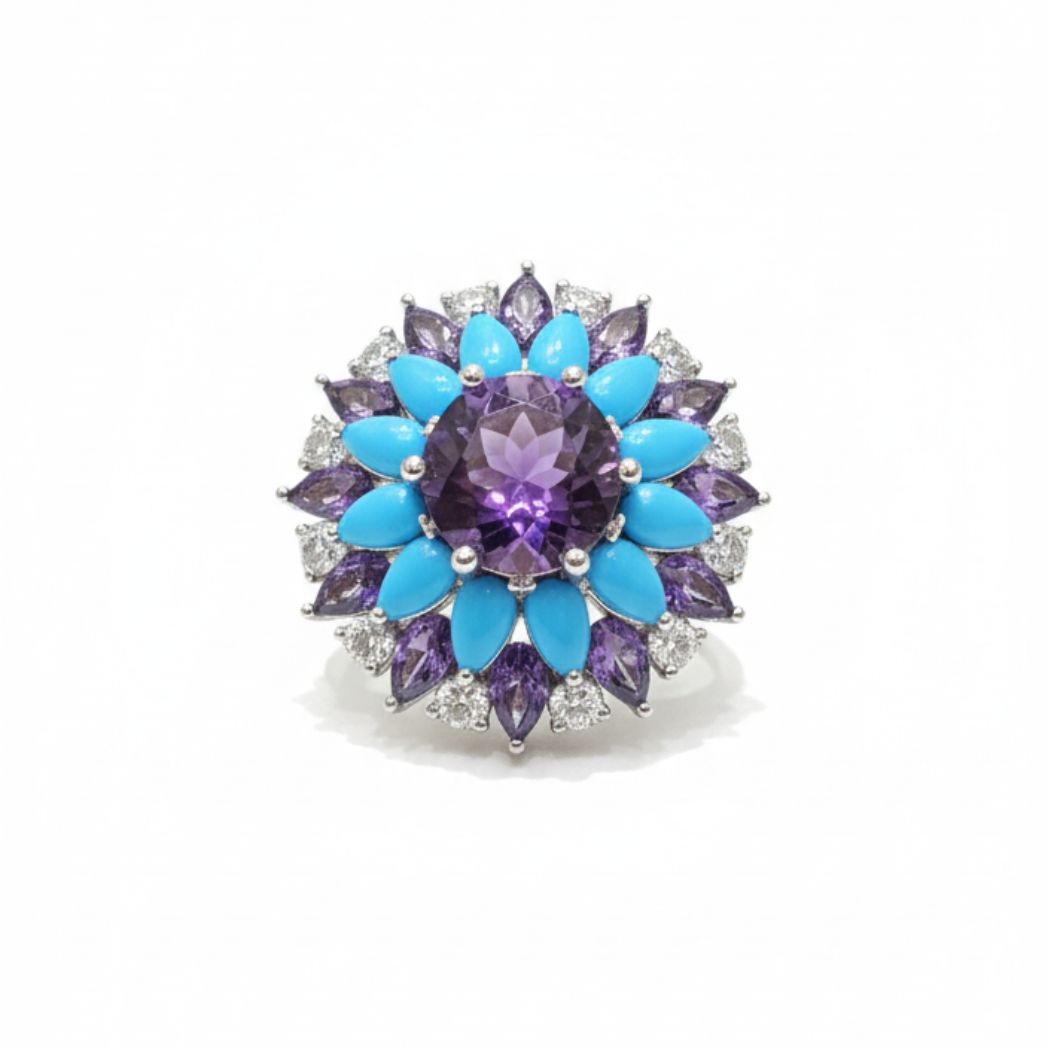 Amethyst Flora Statement Ring