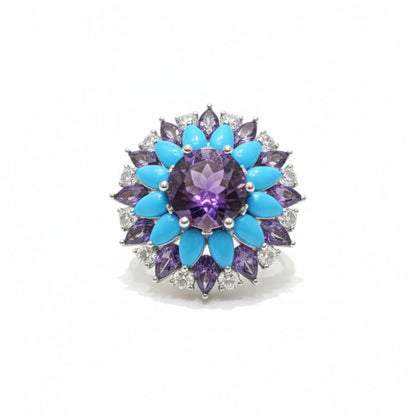 Amethyst Flora Statement Ring