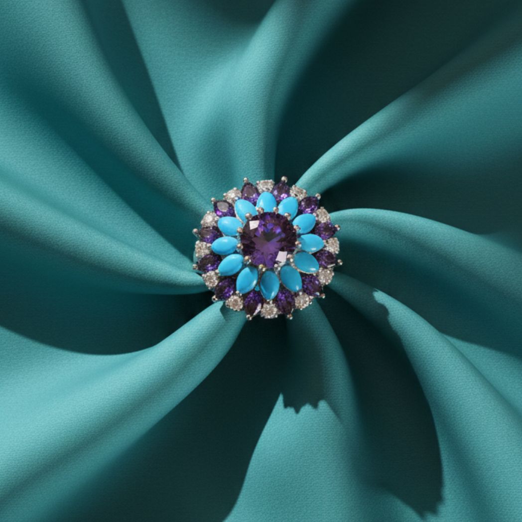 Amethyst Flora Statement Ring