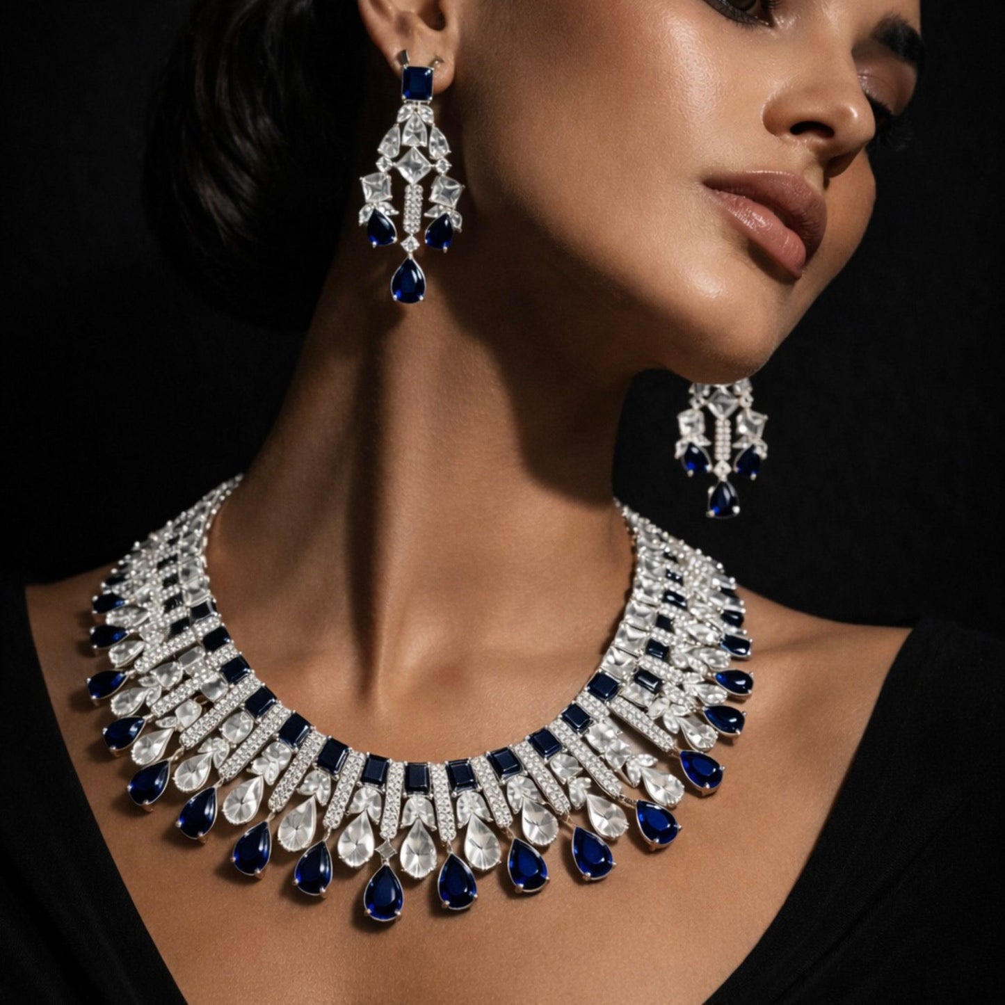 Fashion Jewellery Crystal Floral Bridal Necklace Set