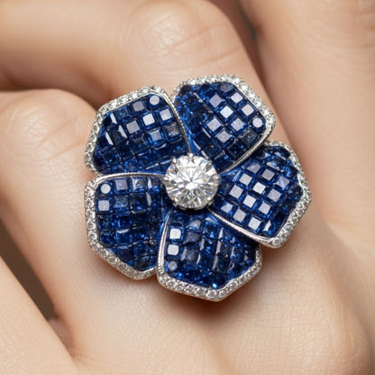 Midnight Bloom Cocktail Ring