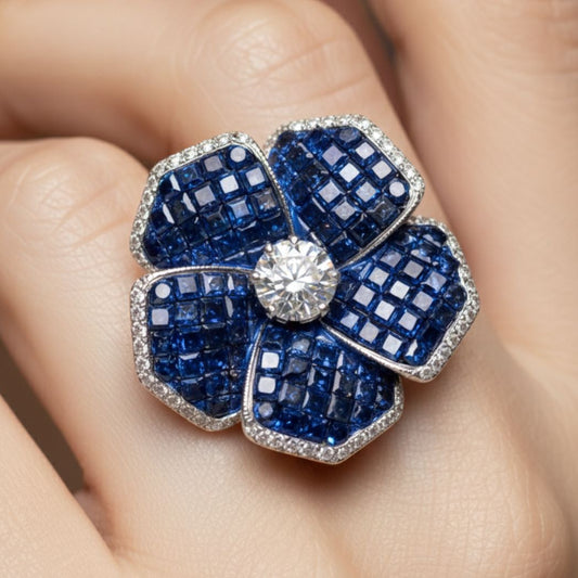 Midnight Bloom Cocktail Ring