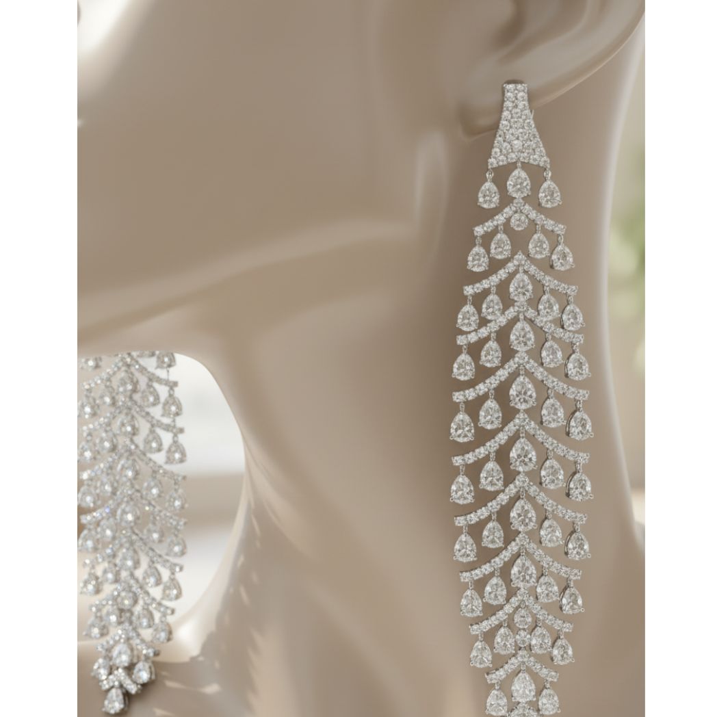 Pear-Cut Cascade Chandelier Earrings
