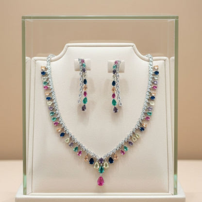 Rhodium Tiered Marquise Set