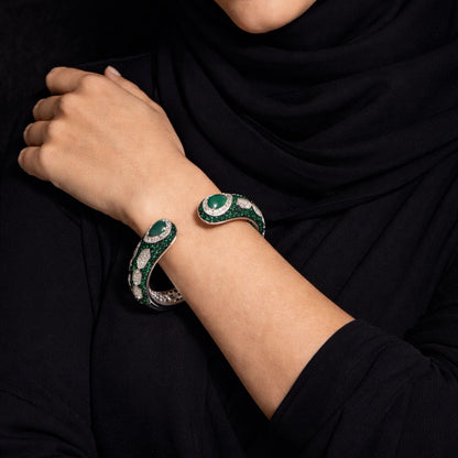 Emerald Serpent Kada Bangle