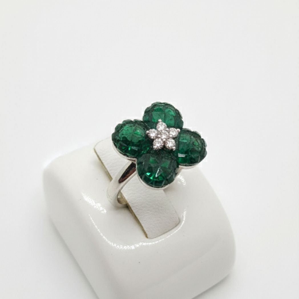 Emerald Clover Cocktail Ring