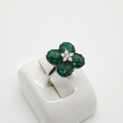 Emerald Clover Cocktail Ring
