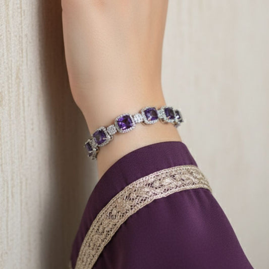 Royal Amethyst Halo Bracelet