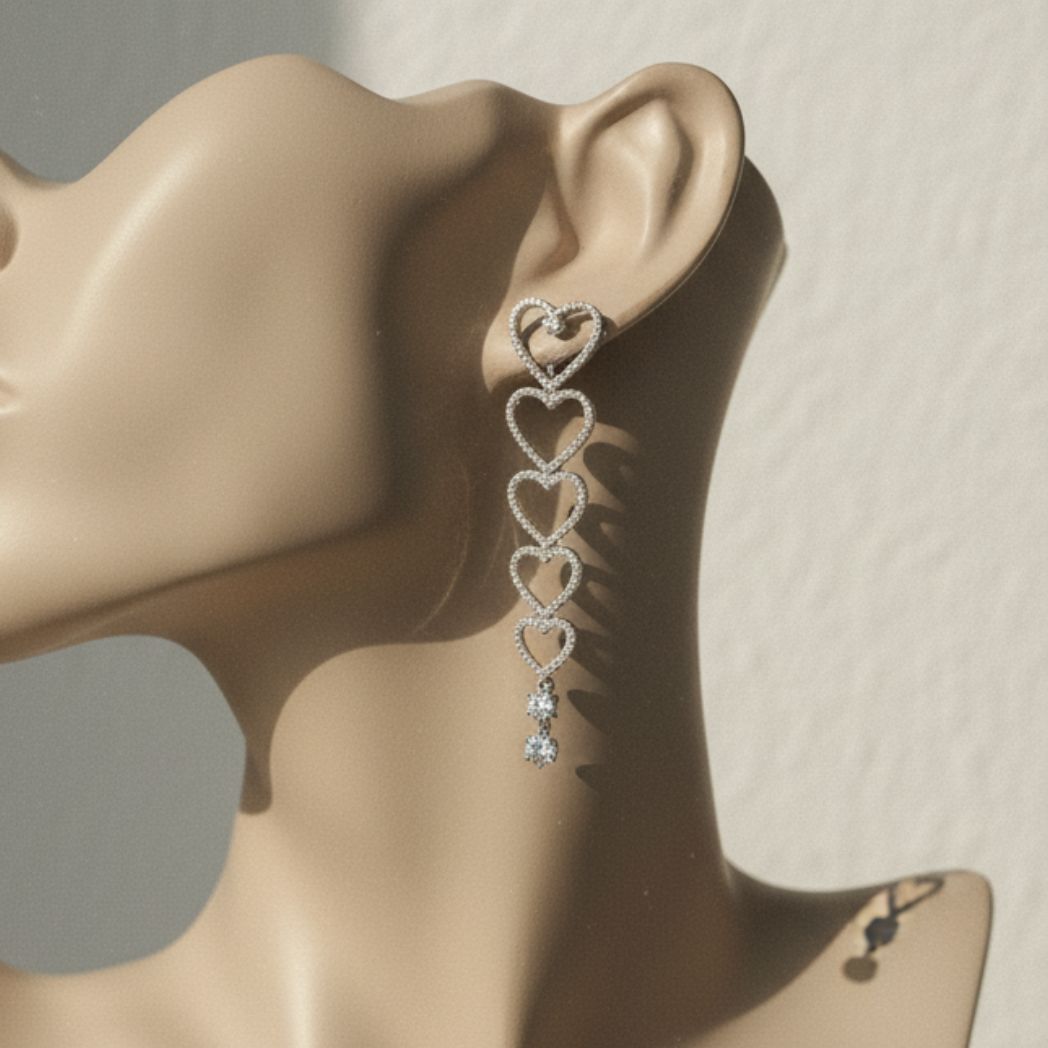 Cascading Heart Drop Earrings