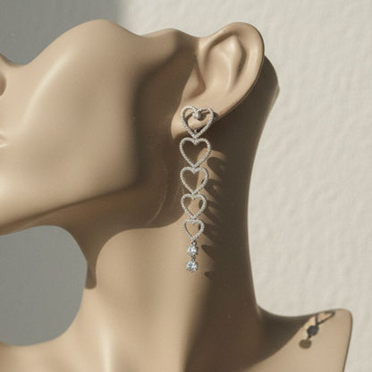 Cascading Heart Drop Earrings