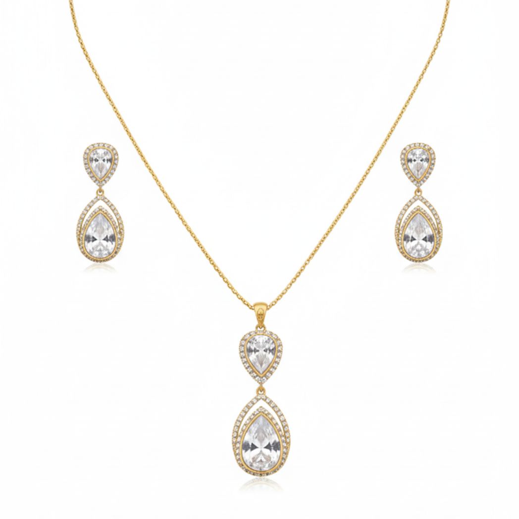 Radiant Halo Pendant Set