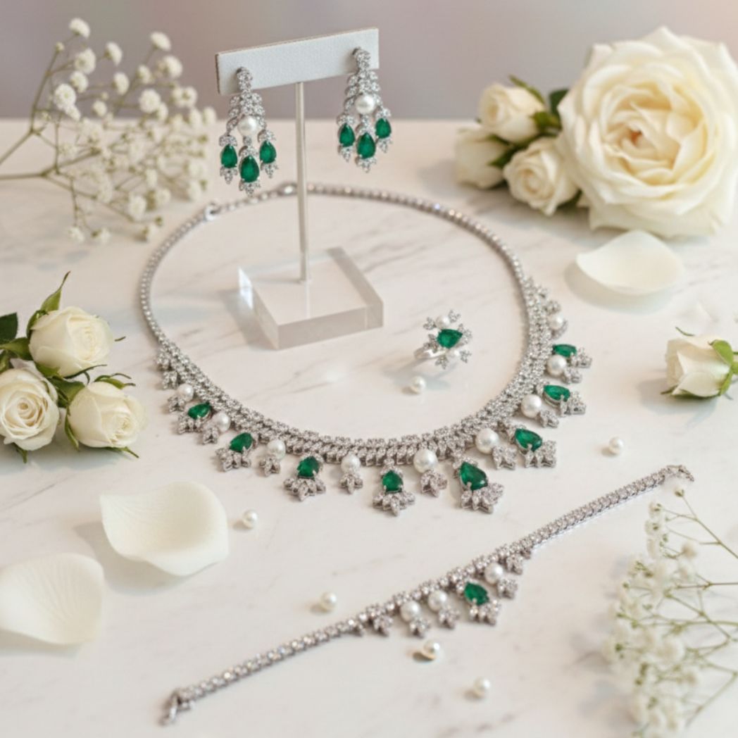 Marquise Cascade Green Set