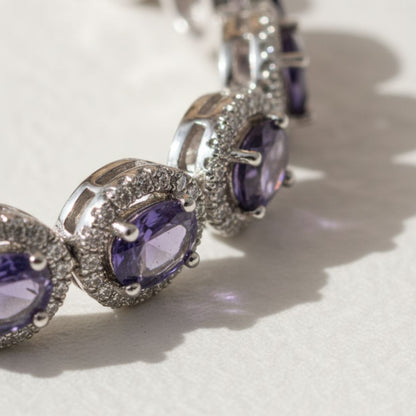 The Amethyst Halo Link Bracelet