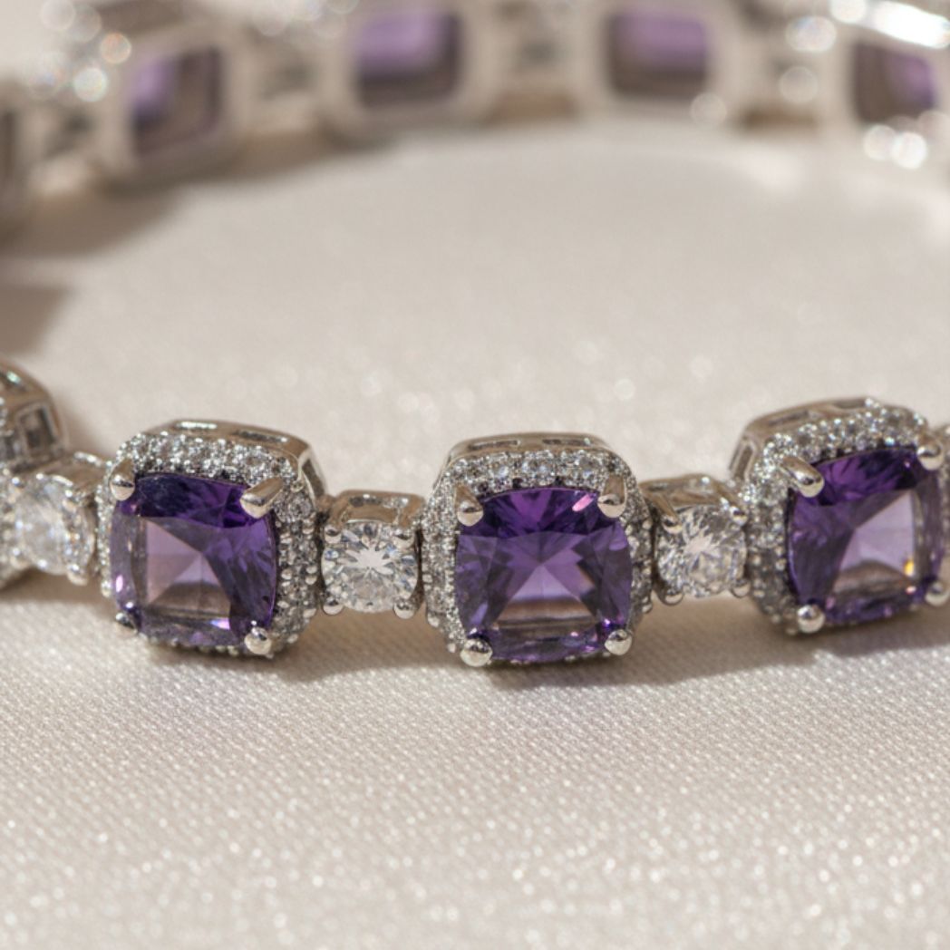 Royal Amethyst Halo Bracelet
