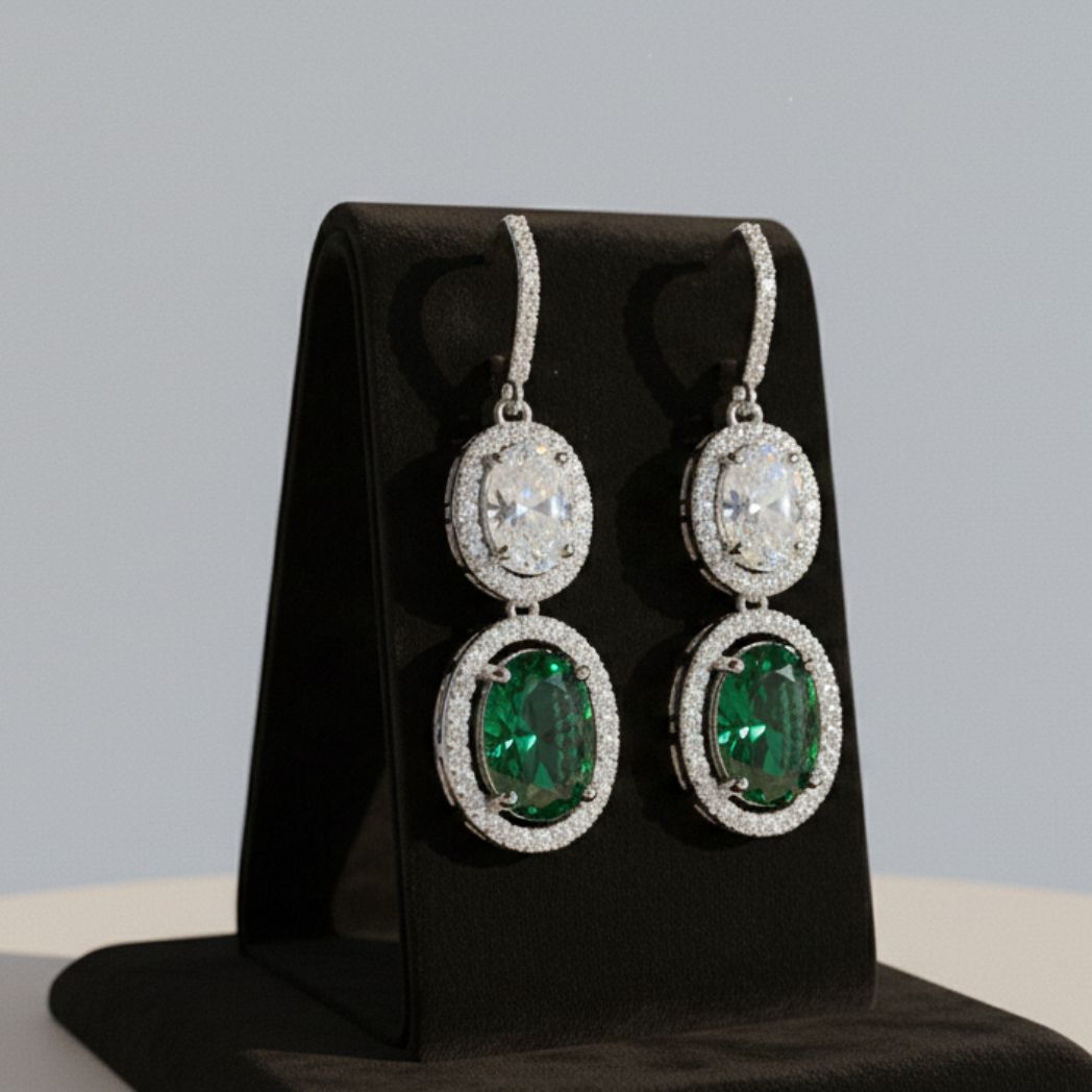 Emerald & Diamond Halo Drops