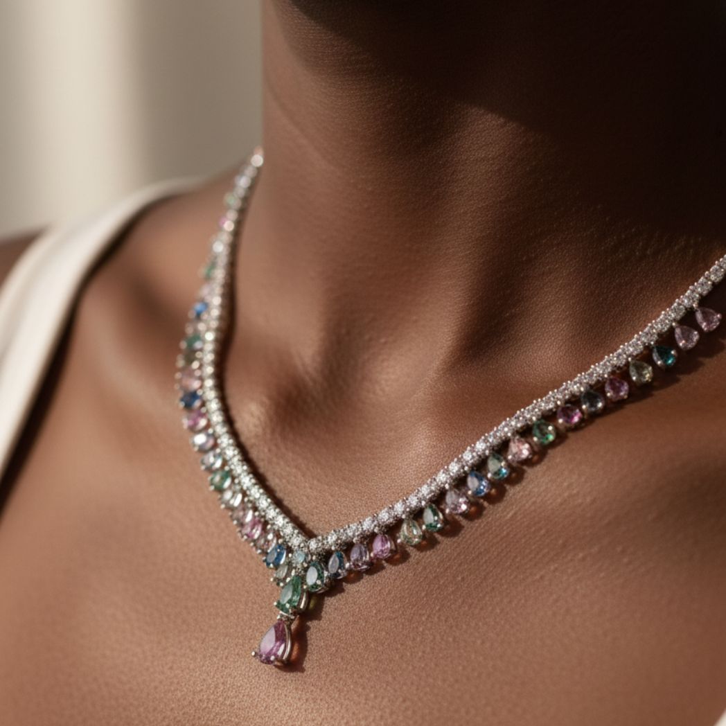 Rhodium Tiered Marquise Set
