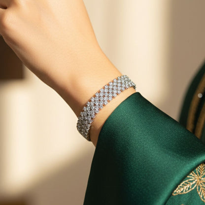 Triple-Row Zircon Tennis Bracelet