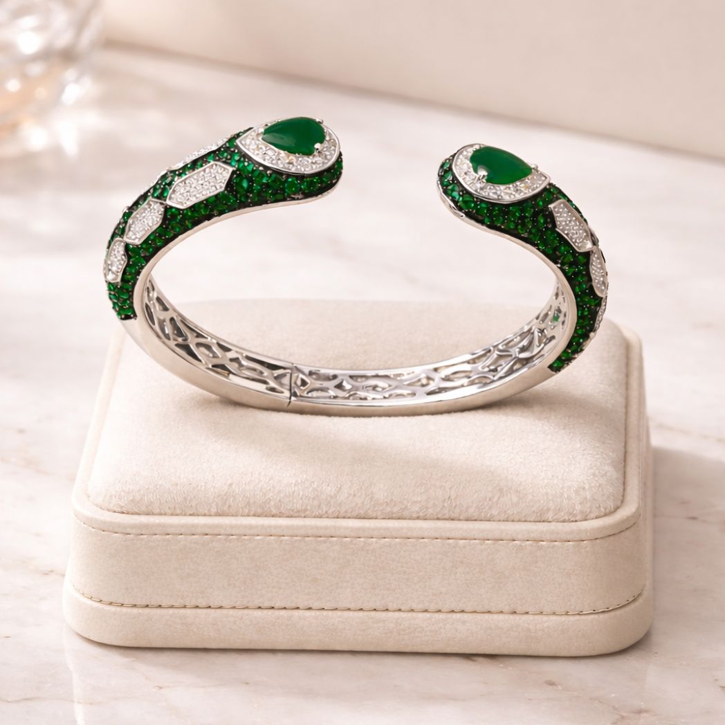 Emerald Serpent Kada Bangle
