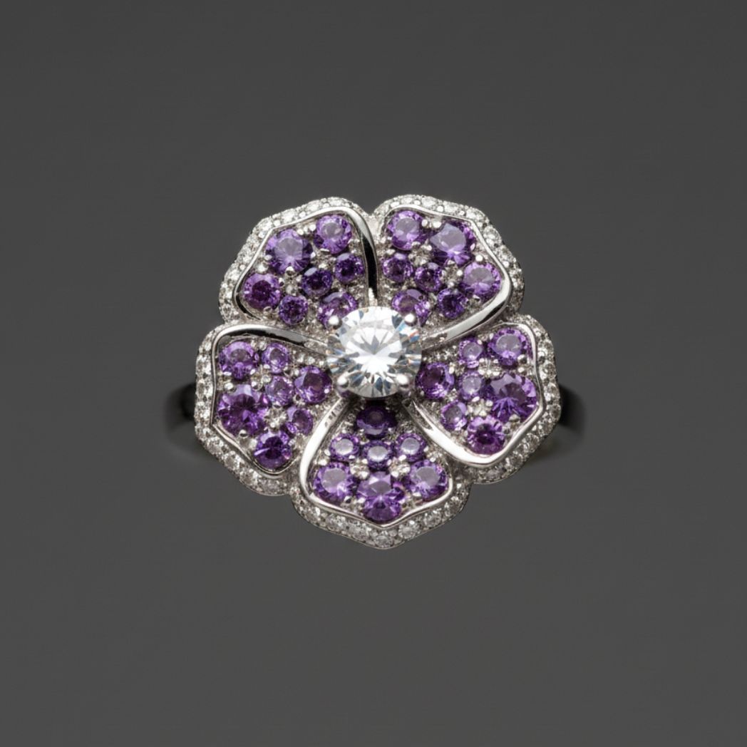 Amethyst Bloom Cocktail Ring