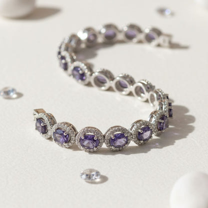 The Amethyst Halo Link Bracelet