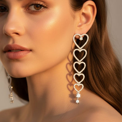 Cascading Heart Drop Earrings