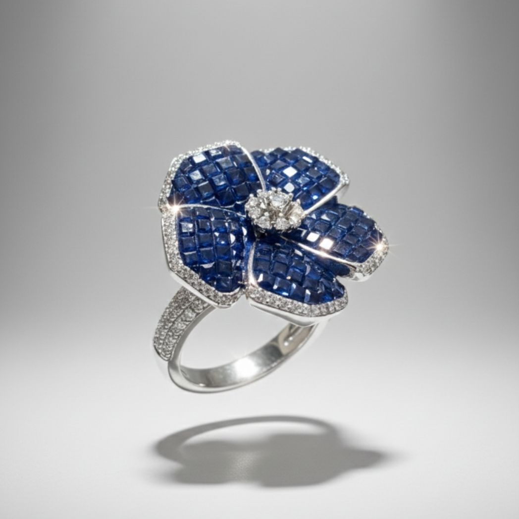 Midnight Bloom Cocktail Ring