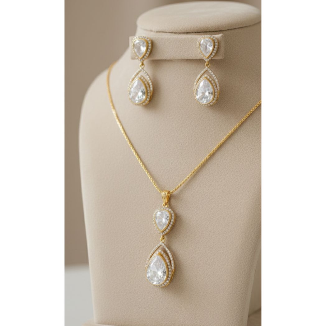 Radiant Halo Pendant Set