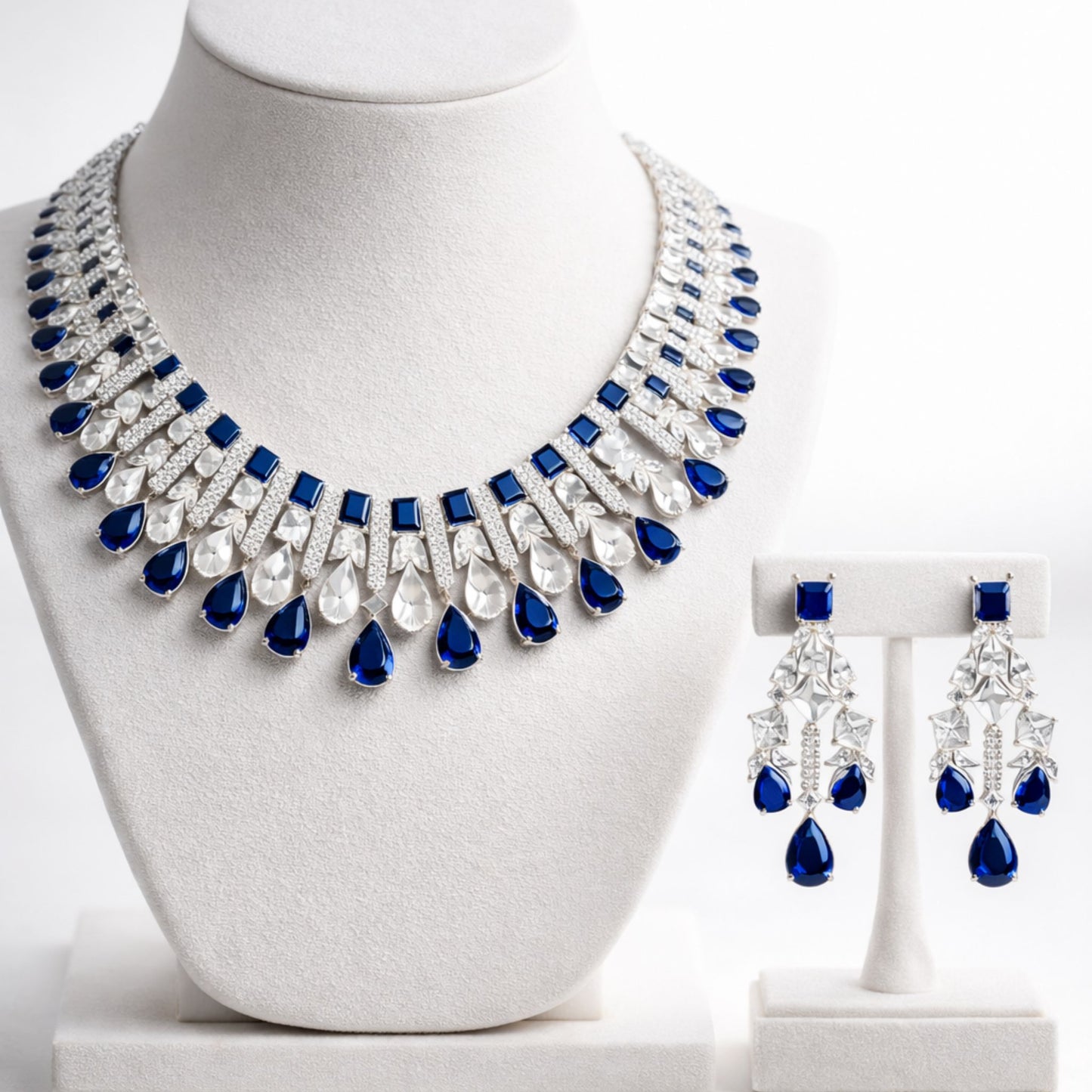 Fashion Jewellery Crystal Floral Bridal Necklace Set
