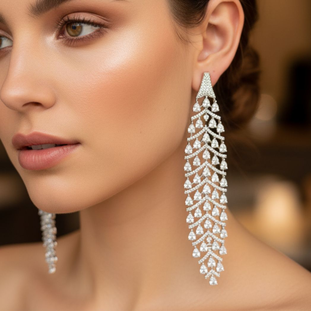 Pear-Cut Cascade Chandelier Earrings