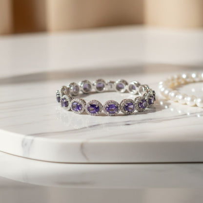The Amethyst Halo Link Bracelet
