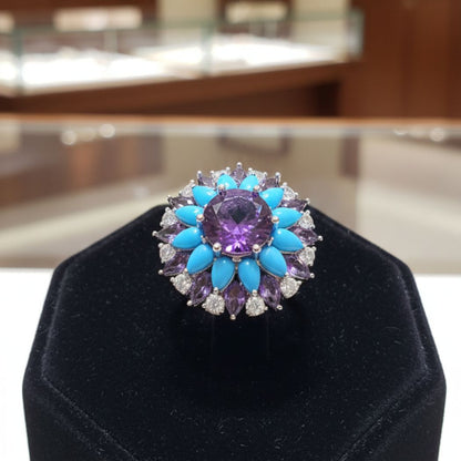 Amethyst Flora Statement Ring