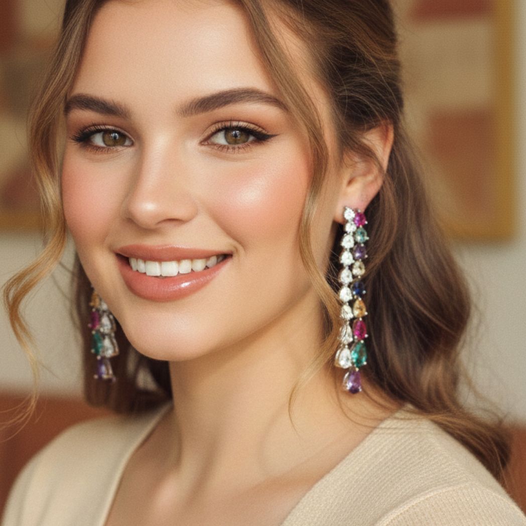 Rhodium Tiered Marquise Set