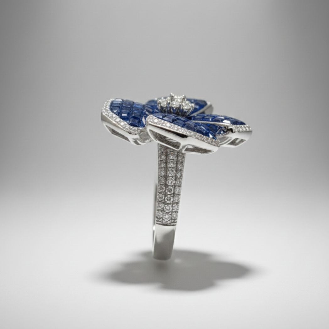 Midnight Bloom Cocktail Ring