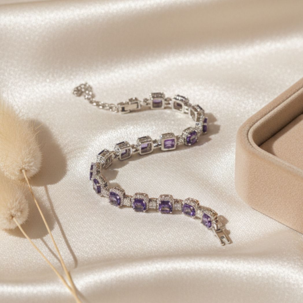 Royal Amethyst Halo Bracelet