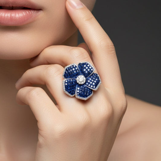 Midnight Bloom Cocktail Ring
