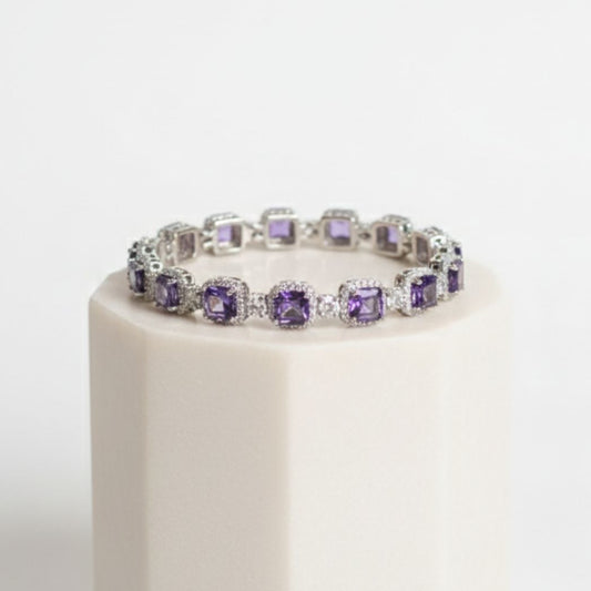 Royal Amethyst Halo Bracelet