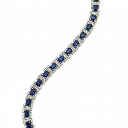 Emerald-Cut Blue Zircon Halo Bracelet