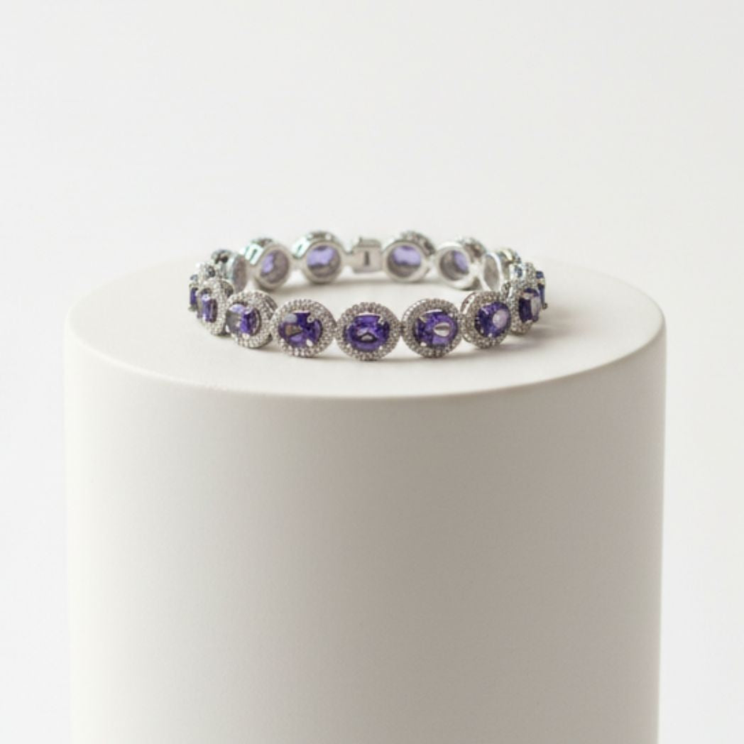 The Amethyst Halo Link Bracelet