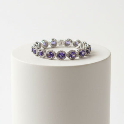 The Amethyst Halo Link Bracelet