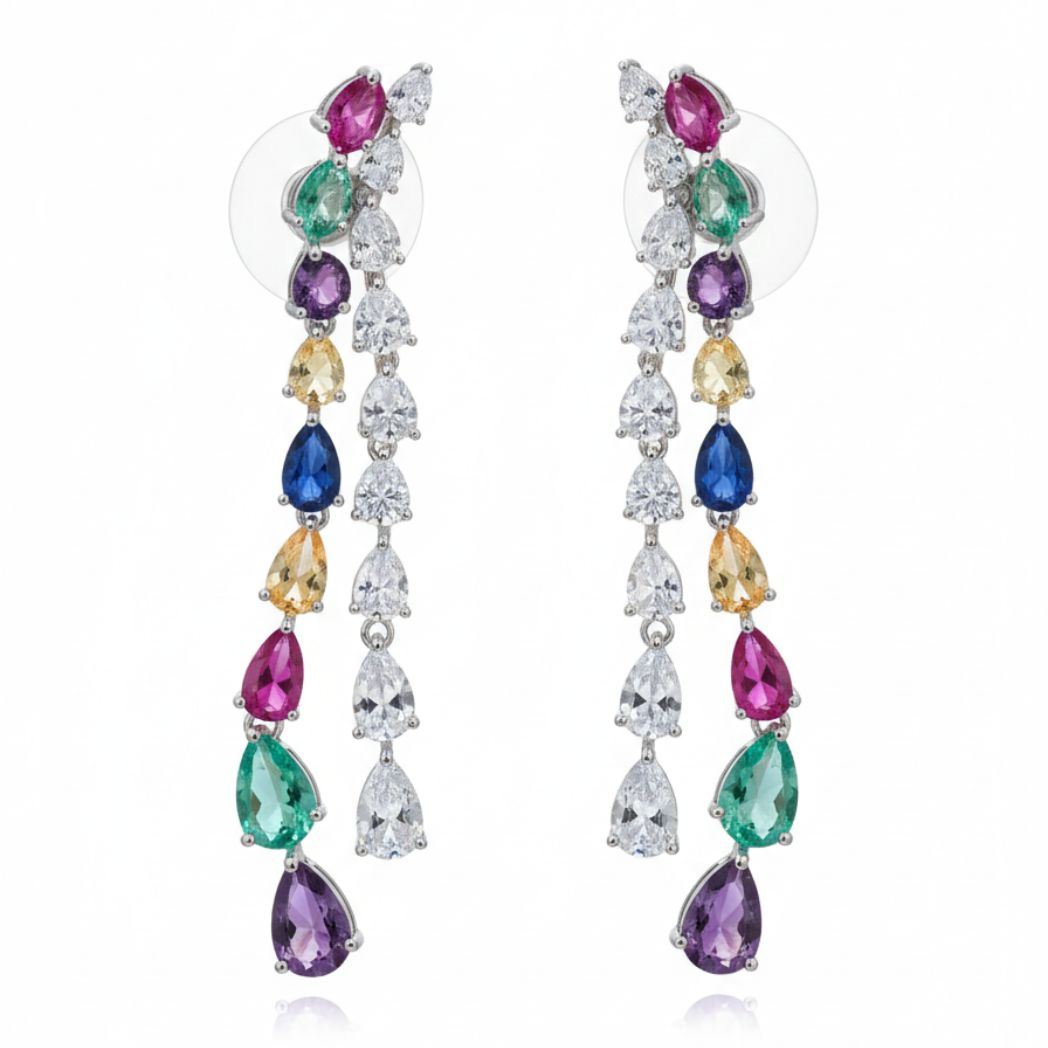 Rhodium Tiered Marquise Set