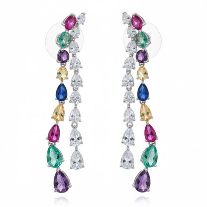 Rhodium Tiered Marquise Set
