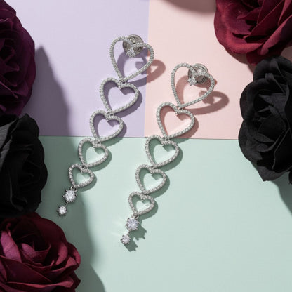 Cascading Heart Drop Earrings