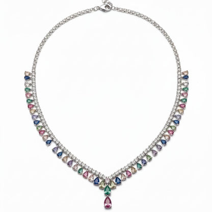 Rhodium Tiered Marquise Set