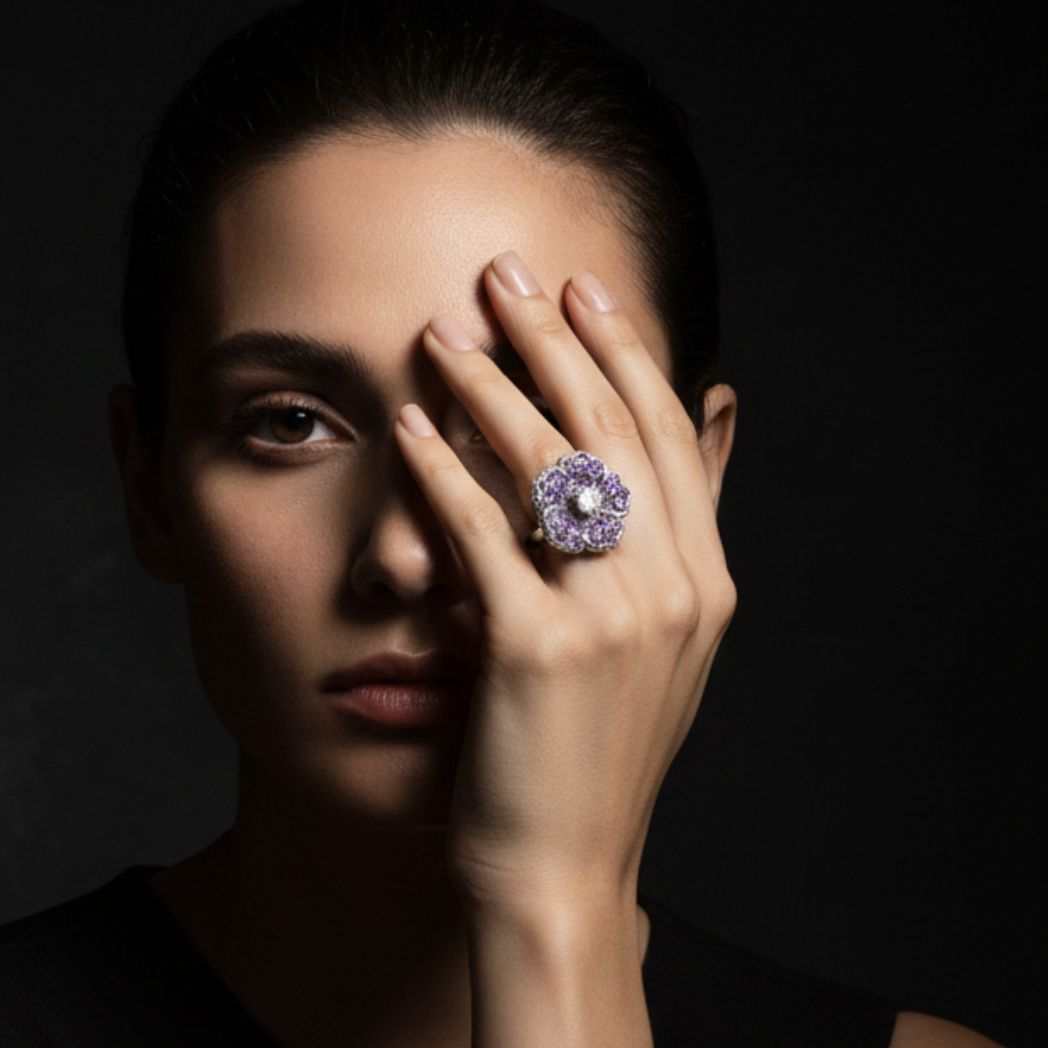 Amethyst Bloom Cocktail Ring