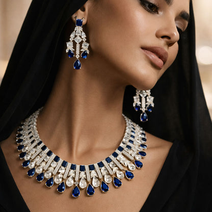 Fashion Jewellery Crystal Floral Bridal Necklace Set