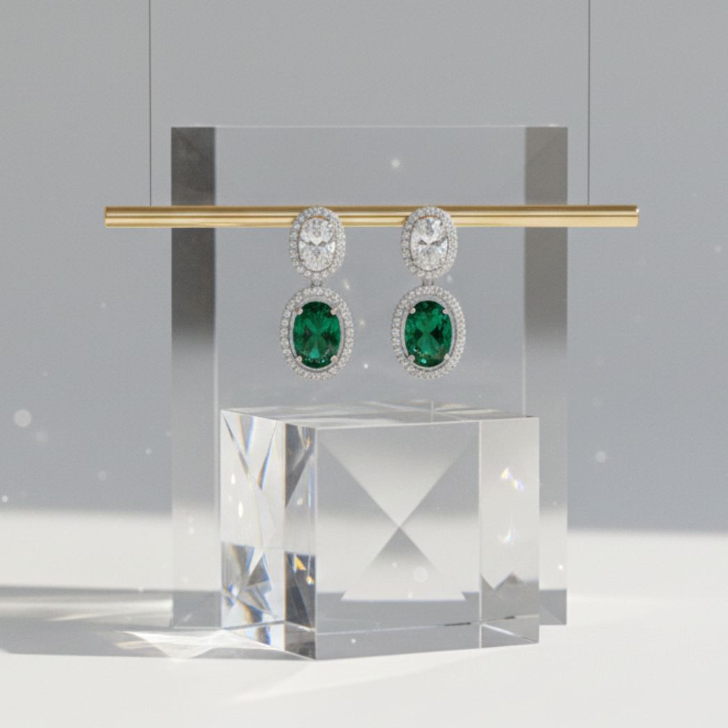 Emerald & Diamond Halo Drops