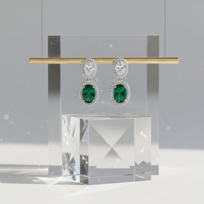 Emerald & Diamond Halo Drops